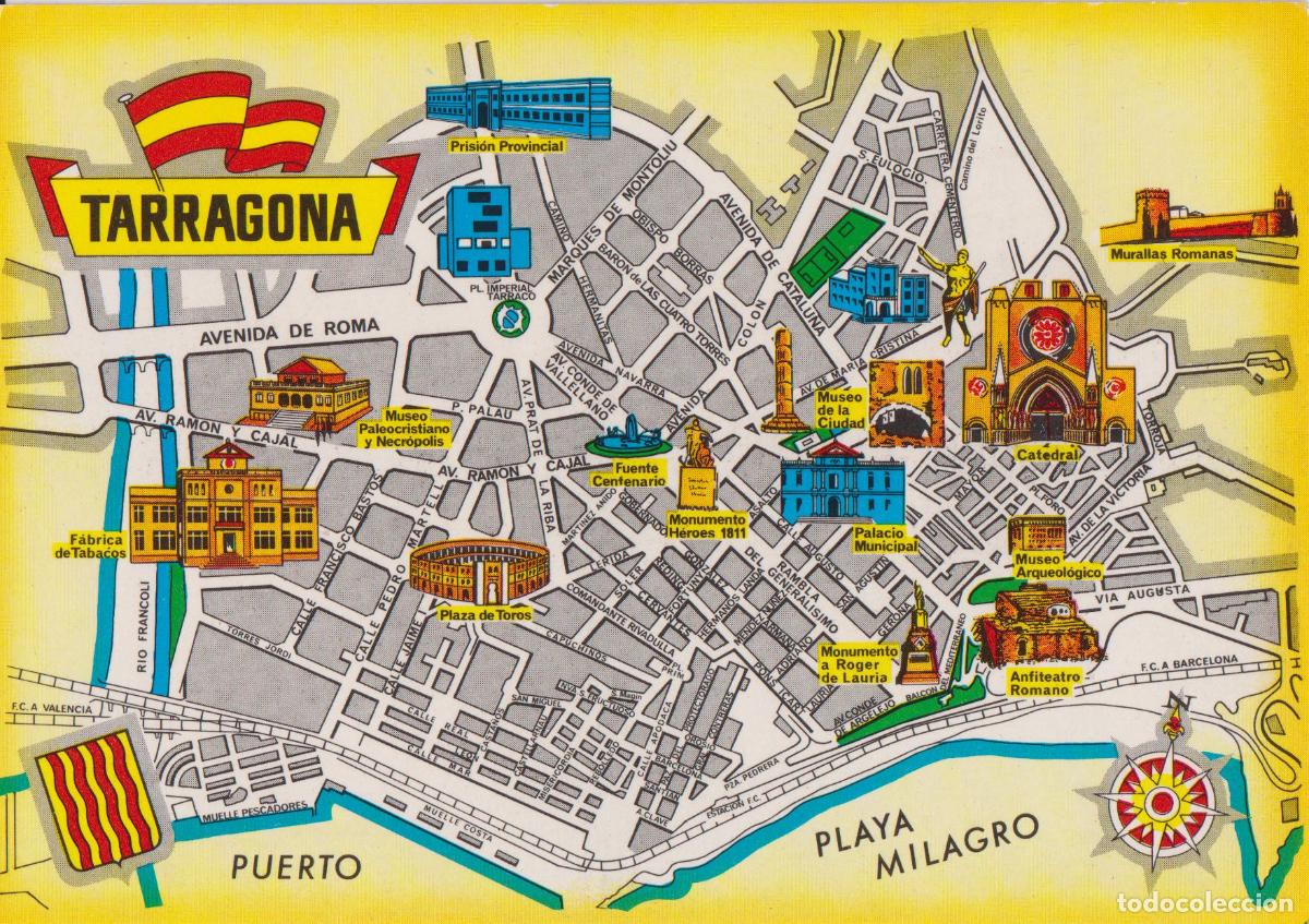 Postales: TARRAGONA, MAPA DE LA CIUDAD - FOTO COLOR RAYMOND N&ordm;149 - S/C