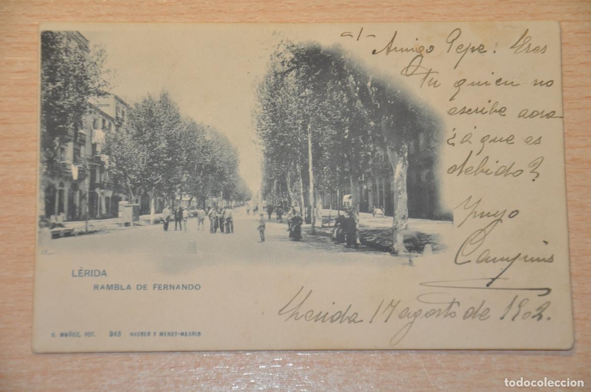 Postales: postal lerida, rambla de fernando, hauser y menet, v.mu&ntilde;oz fot. 943