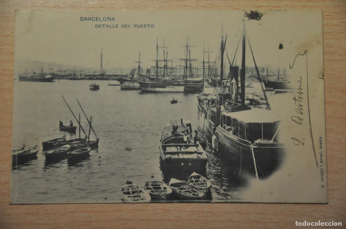 Postales: postal barcelona, detalle del puerto, hauser y menet 13