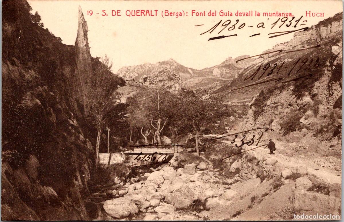 Postales: Berga - S. de Queralt - Font del Guia devall la muntanya - Huch 19 - 136x88mm - ERROR: Font del Guiu