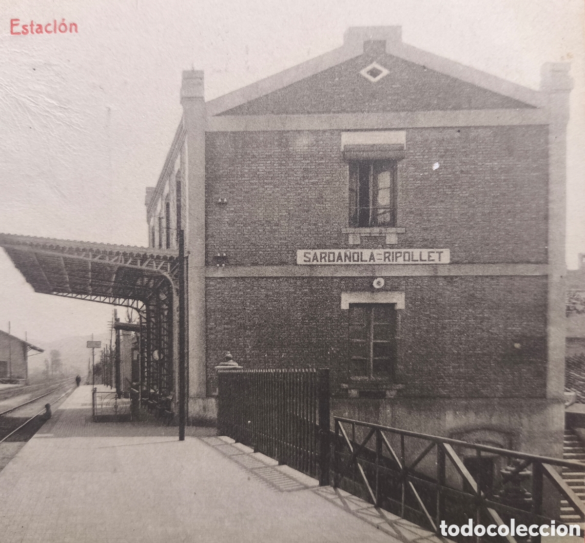 Postales: CERDANYOLA - RIPOLLET ESTACI&Oacute; DE TREN POSTAL FOTOTIPIA CIRCULADA 1922