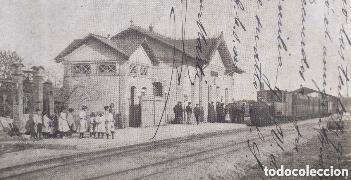 Postales: CASS&Agrave; DE LA SELVA ESTACI&Oacute; DE TREN FERROCARRIL POSTAL ANIMADA FOTOTIPIA CIRCULADA GIRONA 1906