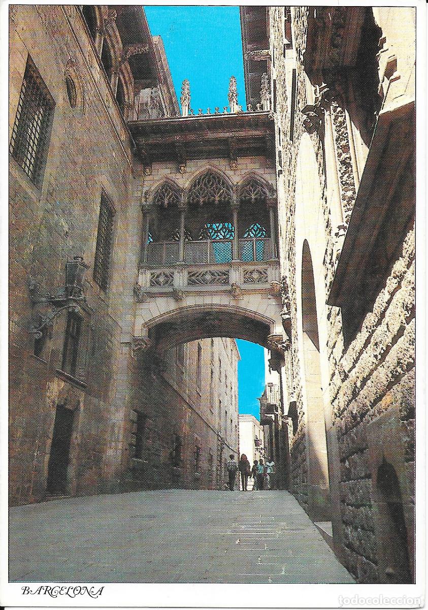 Postales: [POSTAL] Puente colgante. Barrio g&oacute;tico. Barcelona (sin circular)