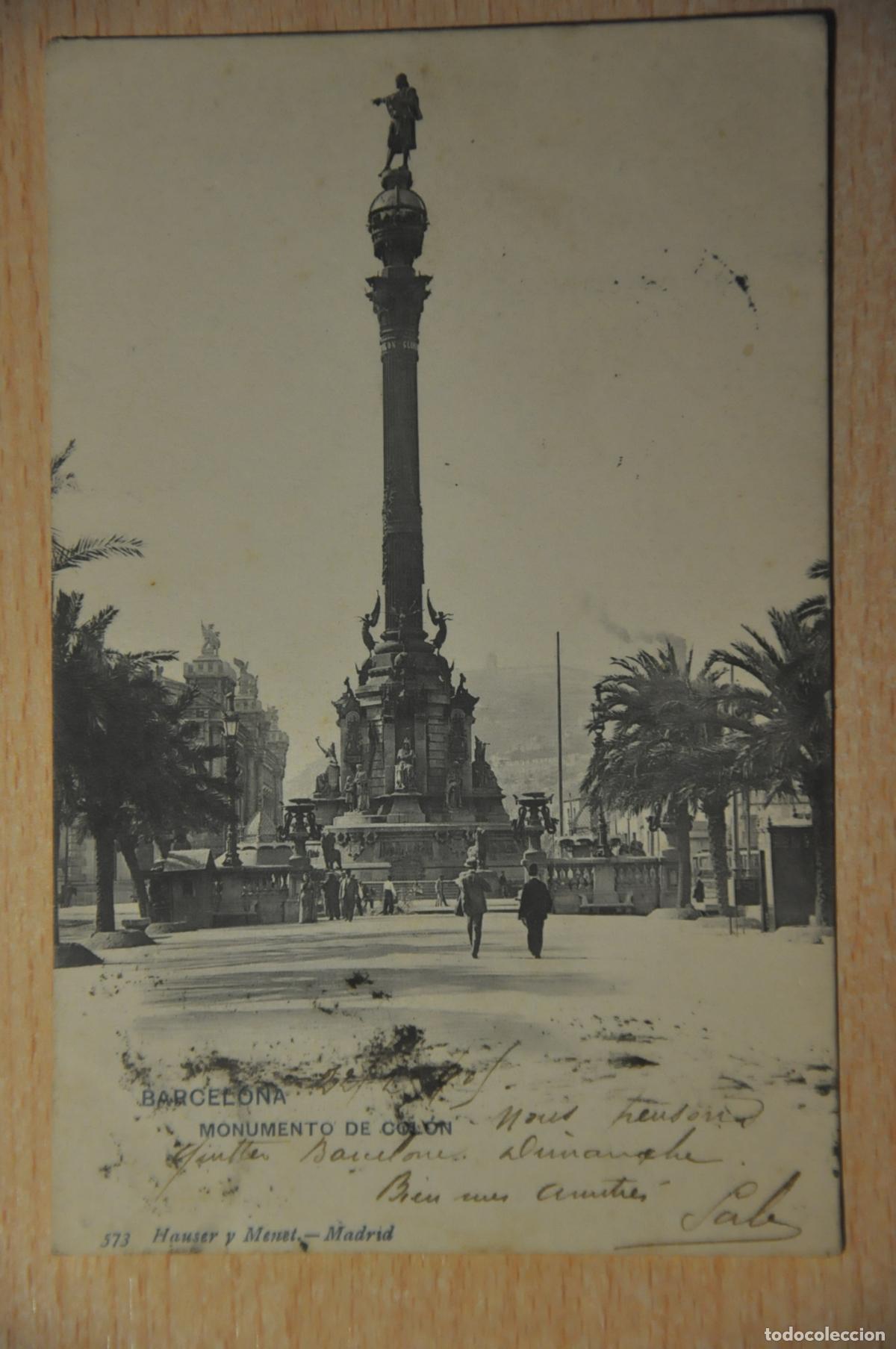 Postales: postal barcelona, monumento de colon, hauser y menet 573