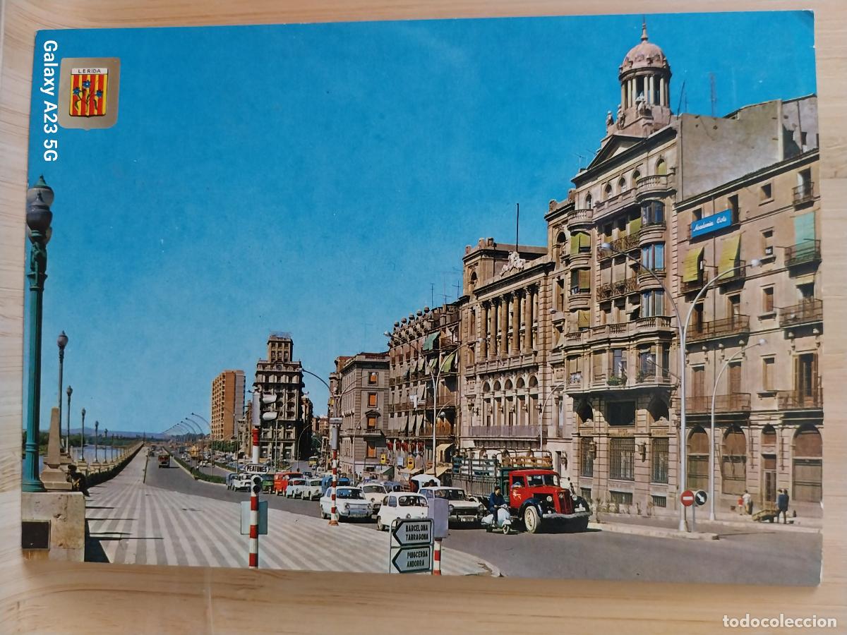 Postales: AVENIDA BLONDEL Y MADRID LERIDA ED FISA 2860 SC ORIGINAL ANIMADA COCHES CL&Aacute;SICOS
