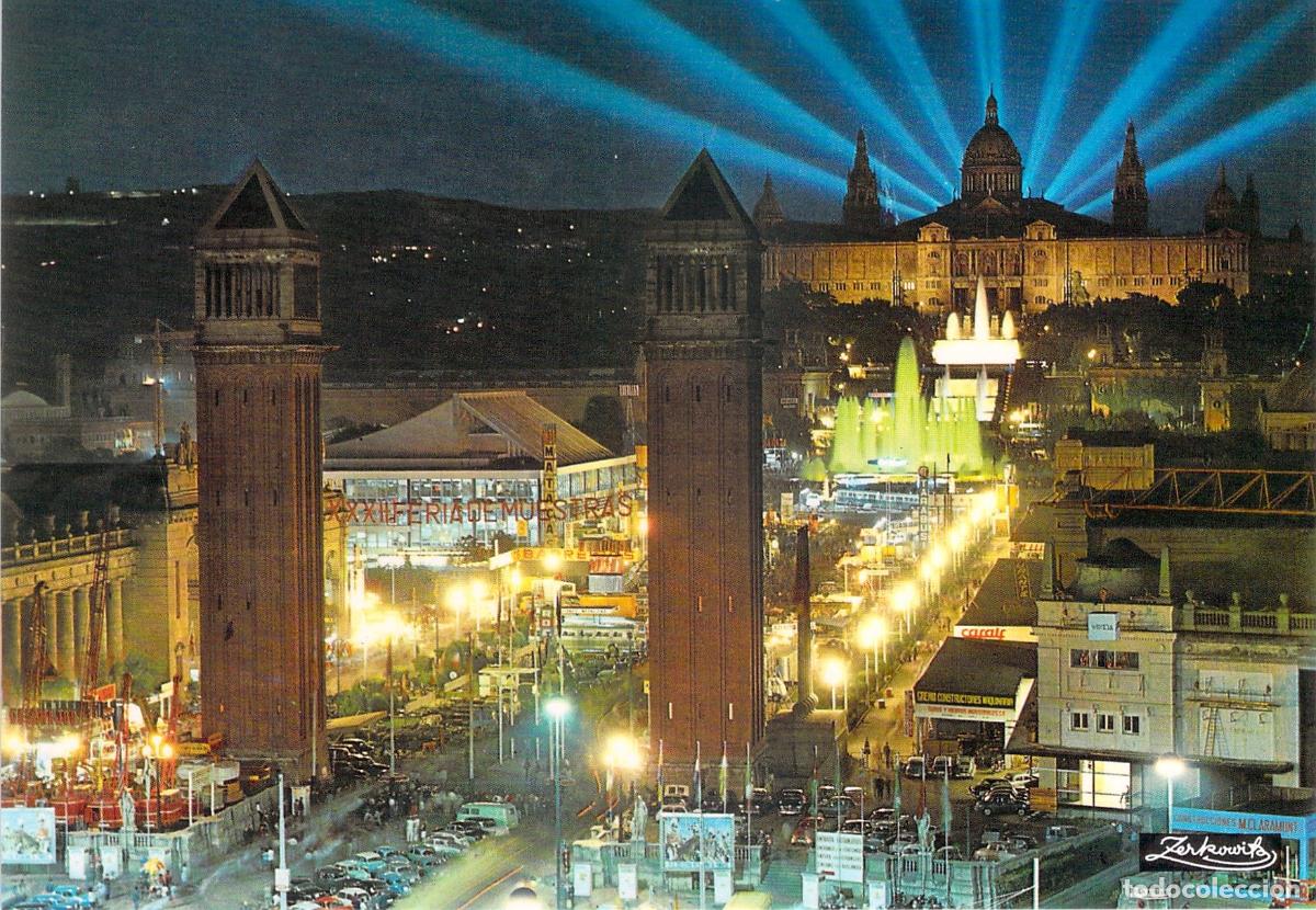Postales: Postal de Barcelona: Entrada a la Exposici&oacute;n y Palacio Nacional
