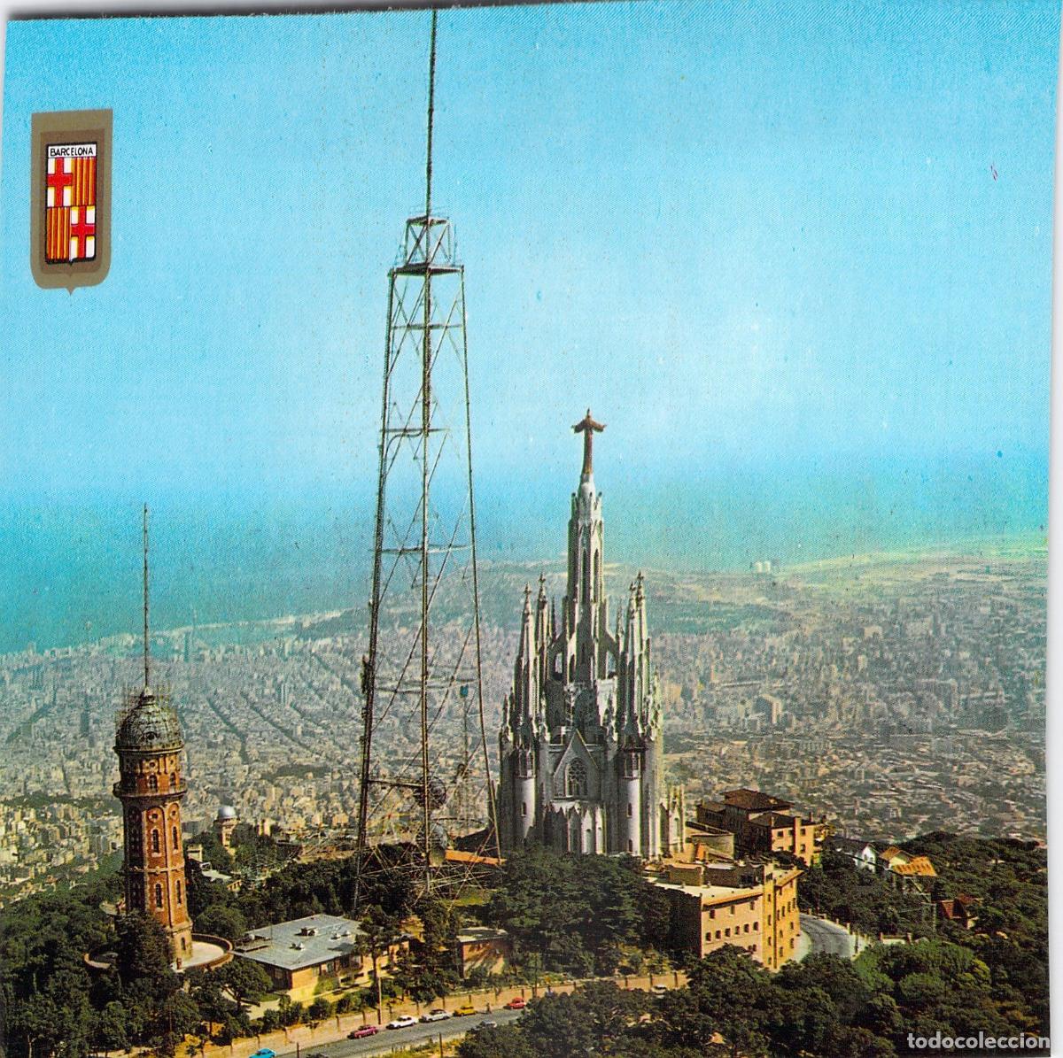 Postales: Postal de Barcelona - Vista A&eacute;rea del Tibidabo y Templo del Sagrat Cor
