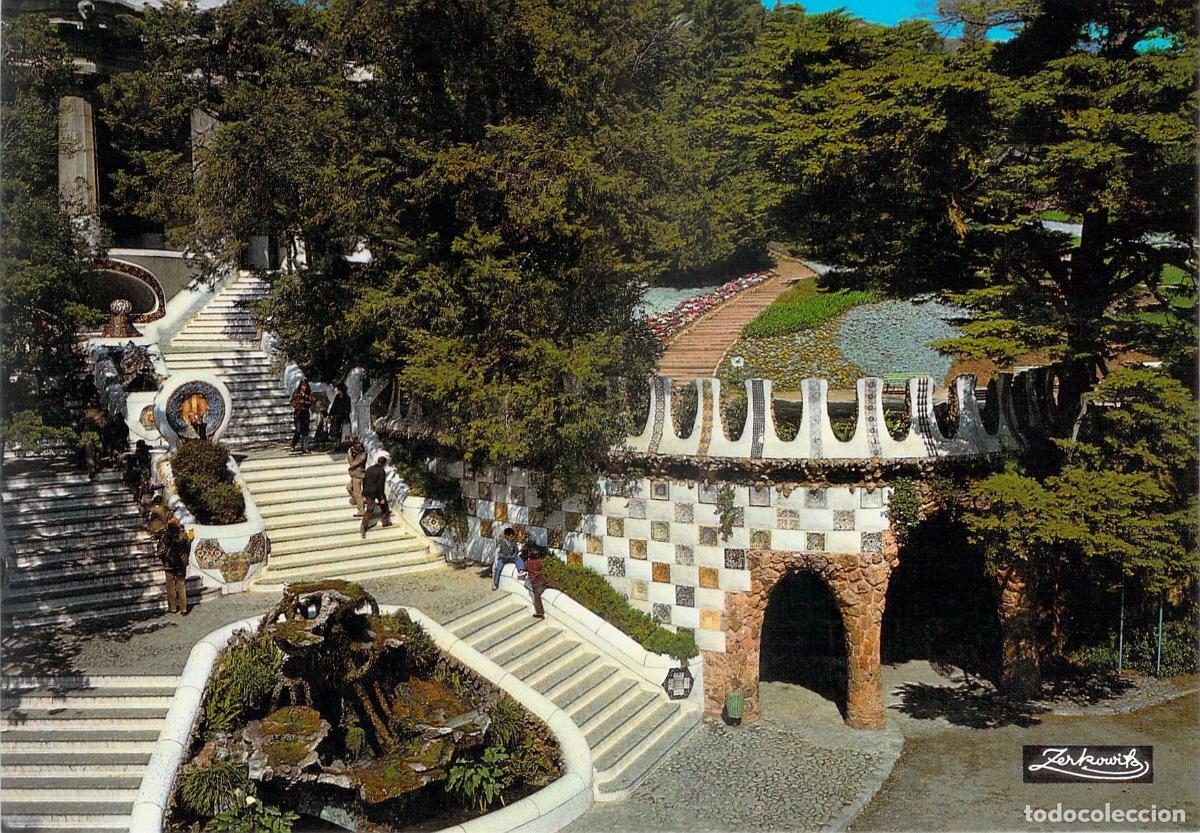 Postales: Postal de Barcelona, Detalle del Park G&uuml;ell de Antoni Gaud&iacute;