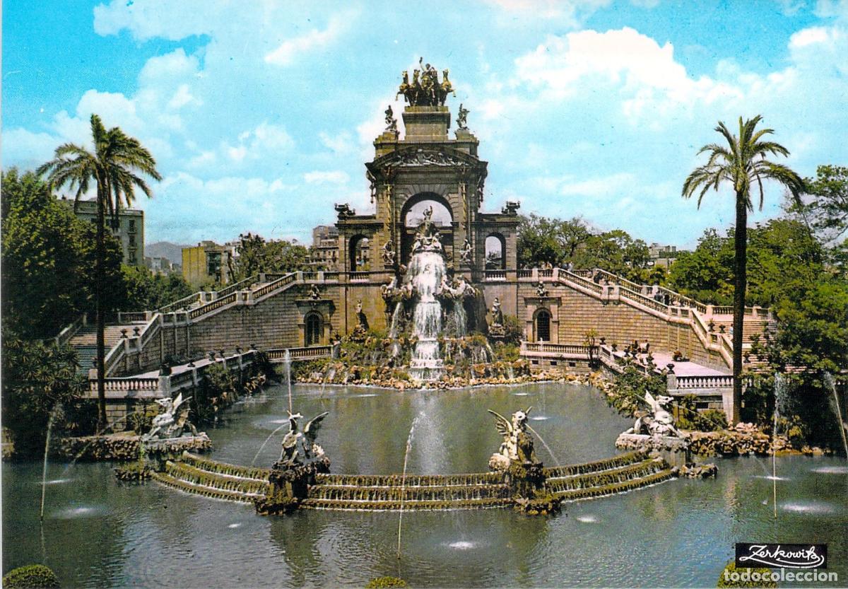 Postales: Postal de la Cascada del Parque de la Ciudadela en Barcelona