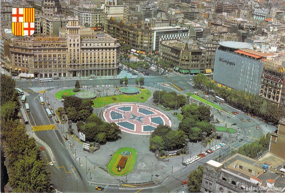 Postales: Postal de Barcelona, Vista A&eacute;rea de la Plaza de Catalu&ntilde;a