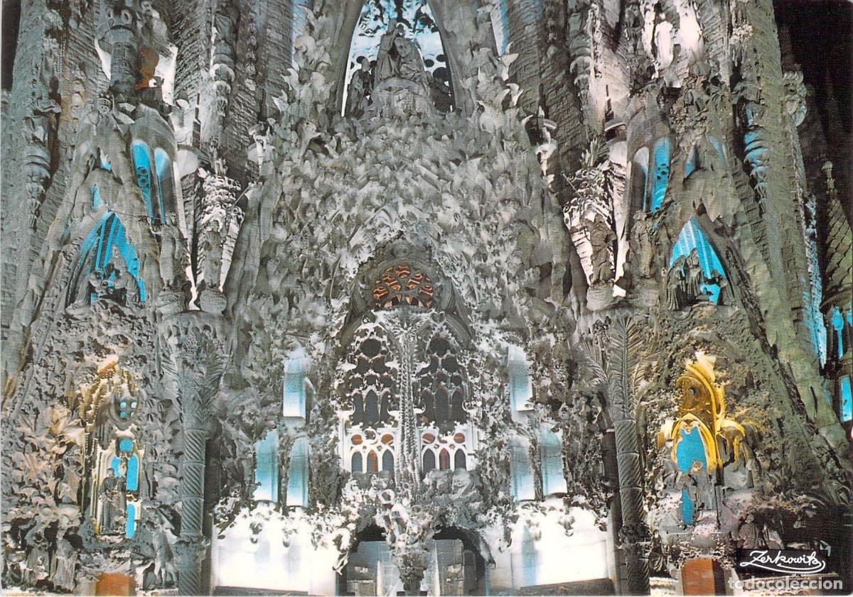Postcards: Postal Templo de la Sagrada Familia, Detalle Nocturno, Barcelona