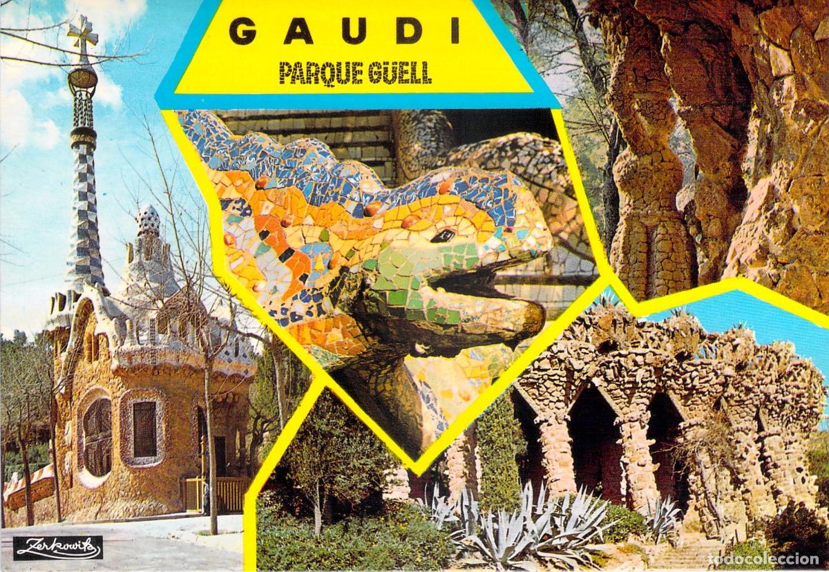 Postales: Postal de Barcelona - Parque G&uuml;ell, Obras de Antoni Gaud&iacute;