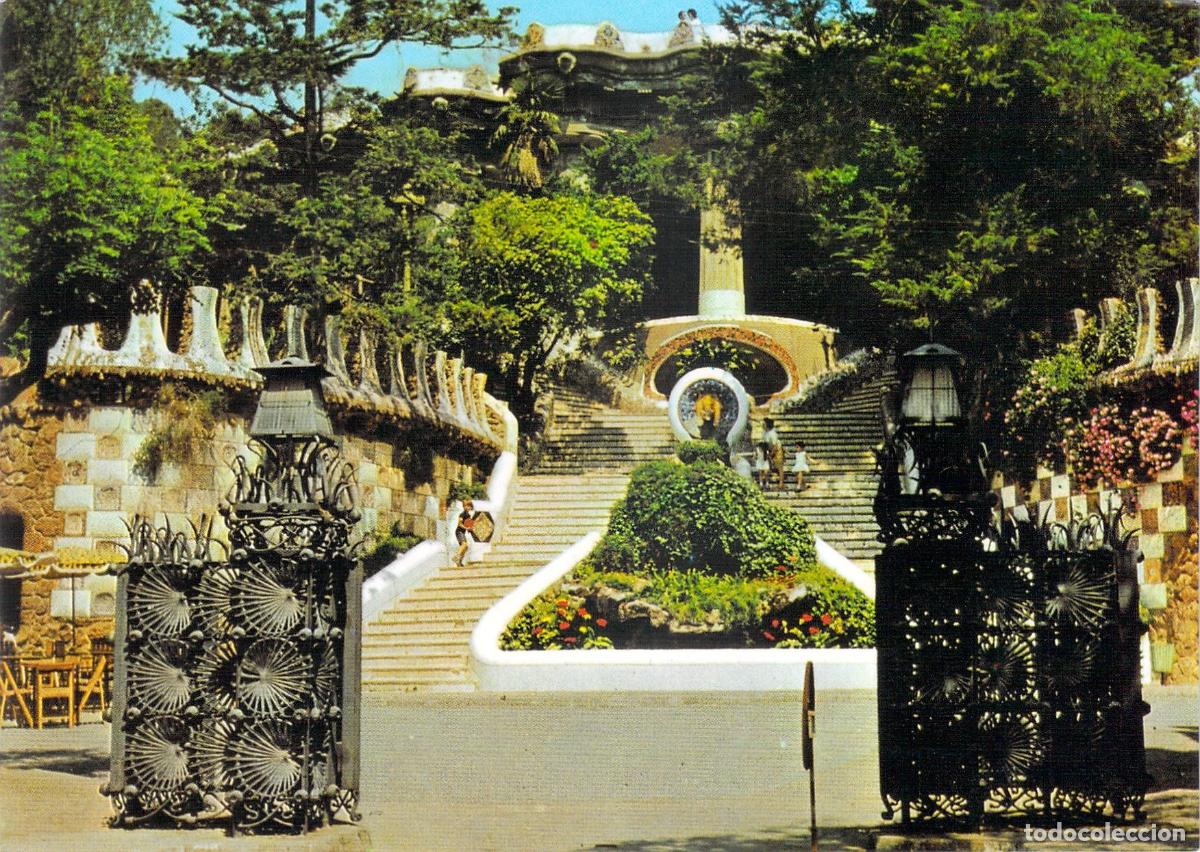Postales: Postal de la Entrada del Parque G&uuml;ell, Barcelona