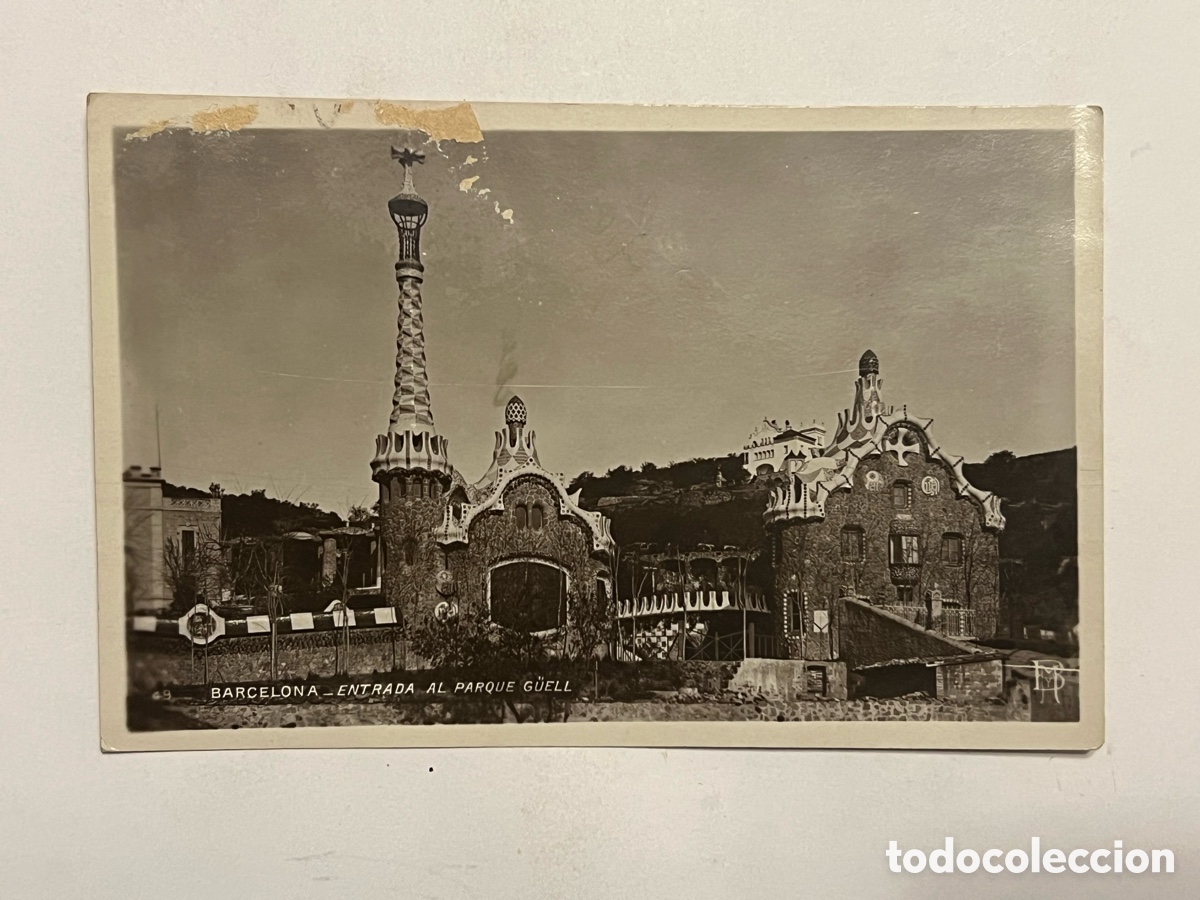 Postais: BARCELONA. Postal antigua Entrada al Parque Gūel.. (h.1910?) Circulada a Valencia