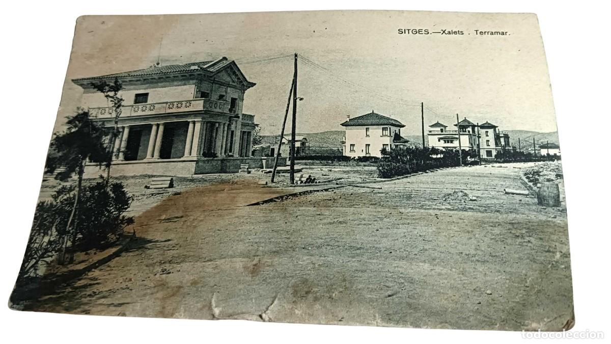 Postales: POSTAL ANTIGUA &rdquo;SITGES - XALETS TERRAMAR&rdquo; - HUECOGRABADO J. MUMBR&Uacute;, BARCELONA - A&Ntilde;OS 1920-30