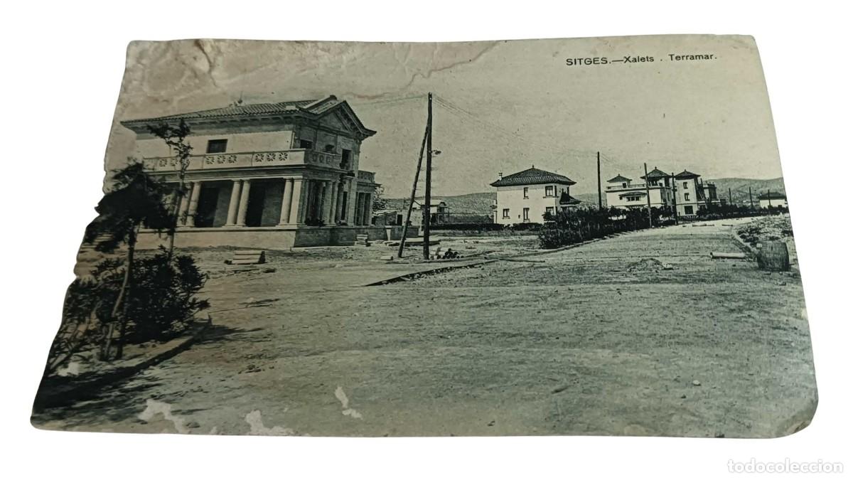 Postales: POSTAL ANTIGUA &rdquo;SITGES - XALETS TERRAMAR&rdquo; - HUECOGRABADO J. MUMBR&Uacute;, BARCELONA - A&Ntilde;OS 1920-30