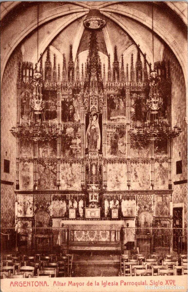 Postales: Argentona - Altar Mayor de la Iglesia Parroquial - Fototipia Thomas - 139x90mm