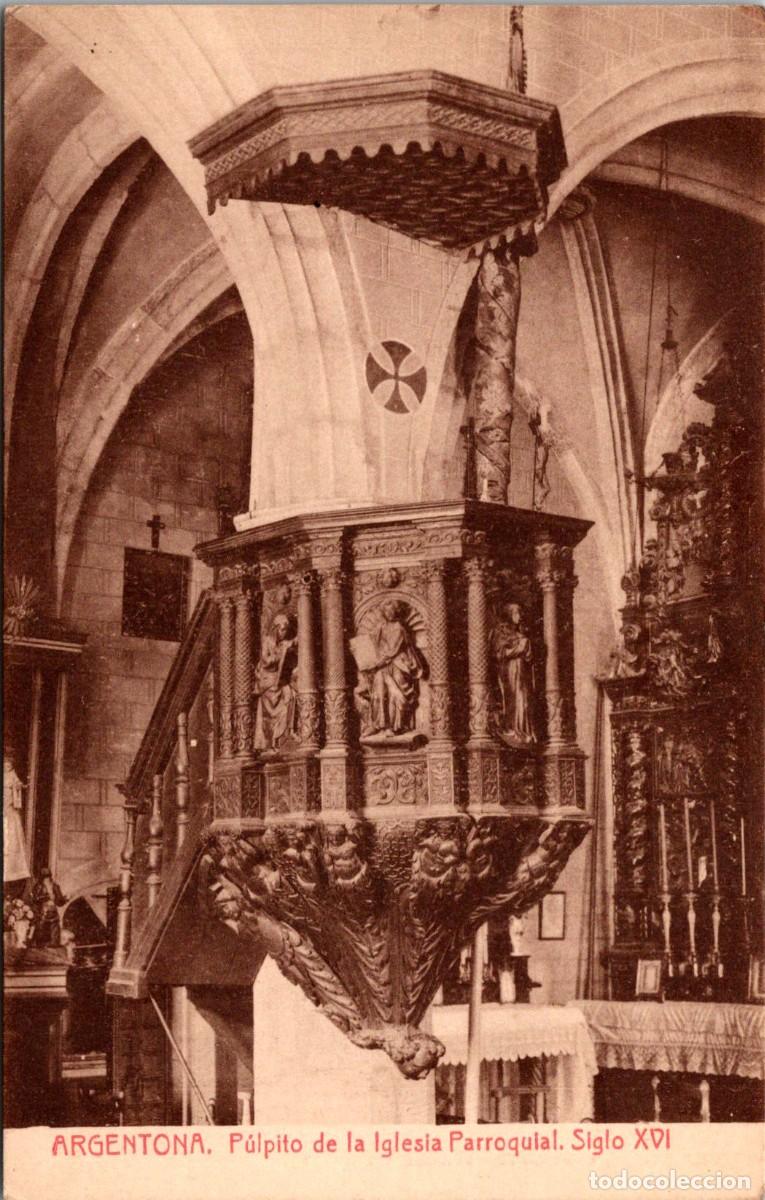 Postales: Argentona - P&uacute;lpito de la Iglesia Parroquial - Fototipia Thomas - 139x90mm