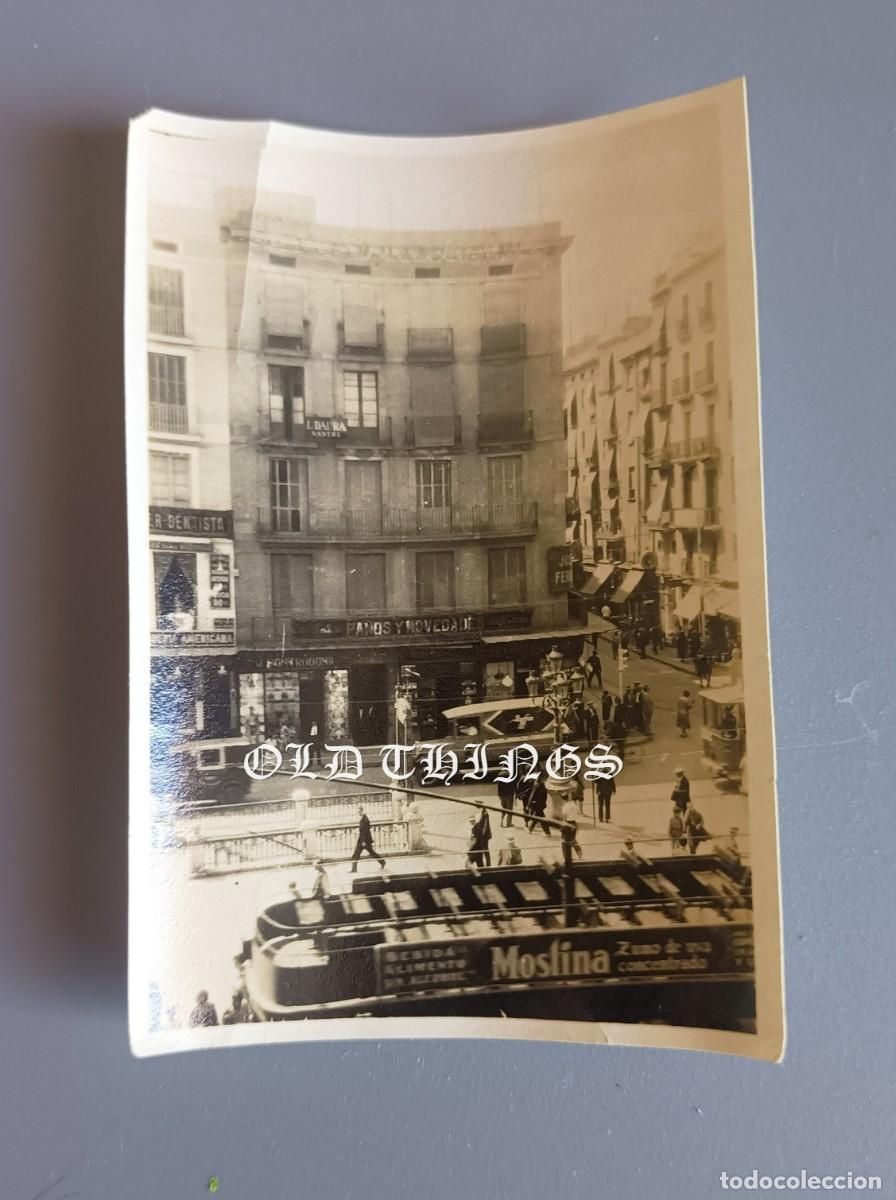 Postales: FOTOGRAFIA DE LA Pla&ccedil;a de l'&Agrave;ngel en Barcelona alrededor de 1908 / Tranv&iacute;a con publicidad de Moslin