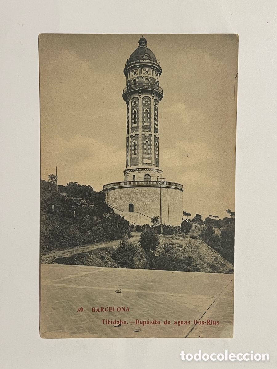 Postales: BARCELONA. Postal No.39, Tibidabo. Dep&oacute;sito de aguas D&oacute;s-Rius&hellip; Fototipia Madriguera (h.1910?)