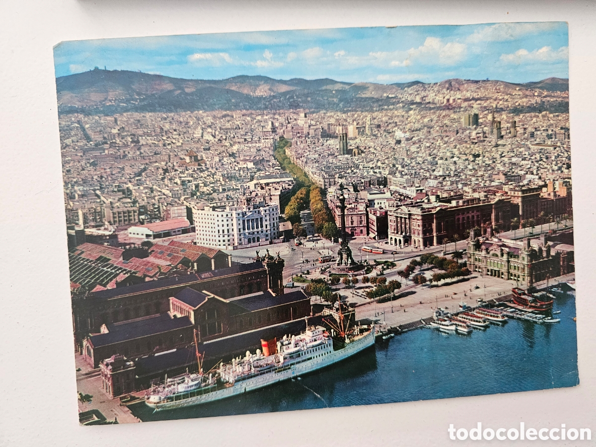 Postkarten: Postal de gran tama&ntilde;o de Barcelona n&deg; 408 1958 Vista de la ciudad desde el Mar