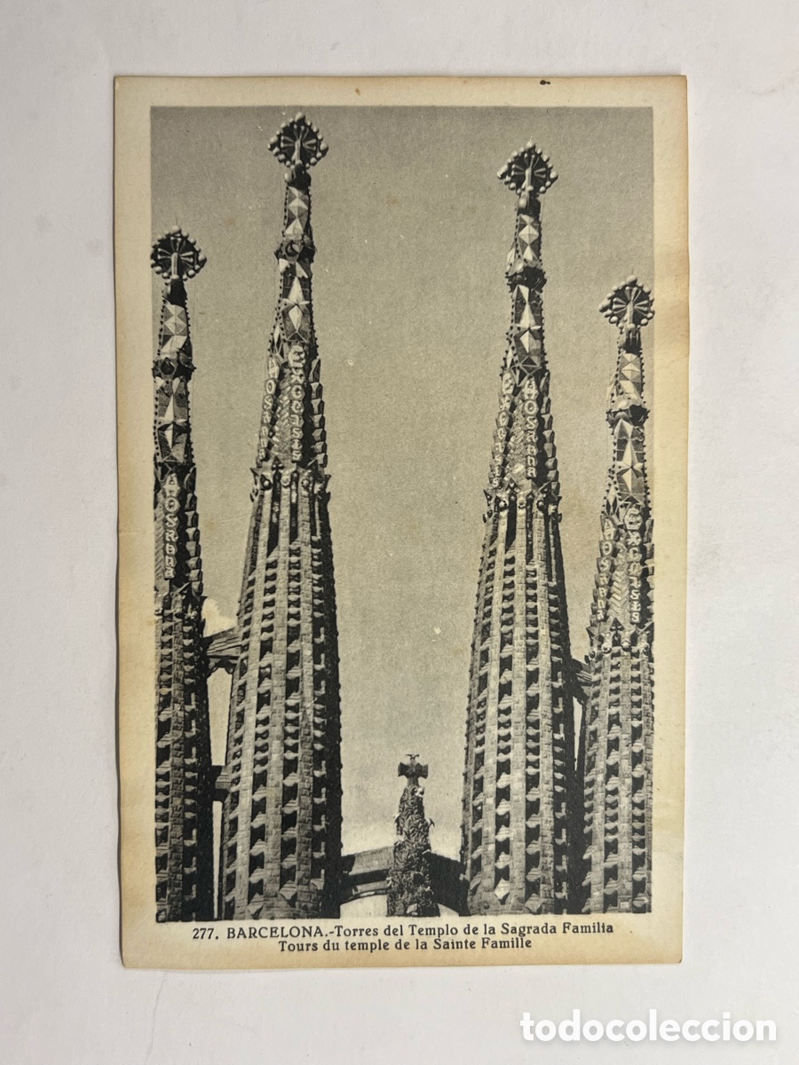 Postales: BARCELONA Postal No. 277 Torres del Templo de la Sagrada Familia L. Roisin (h.1950?) S/C