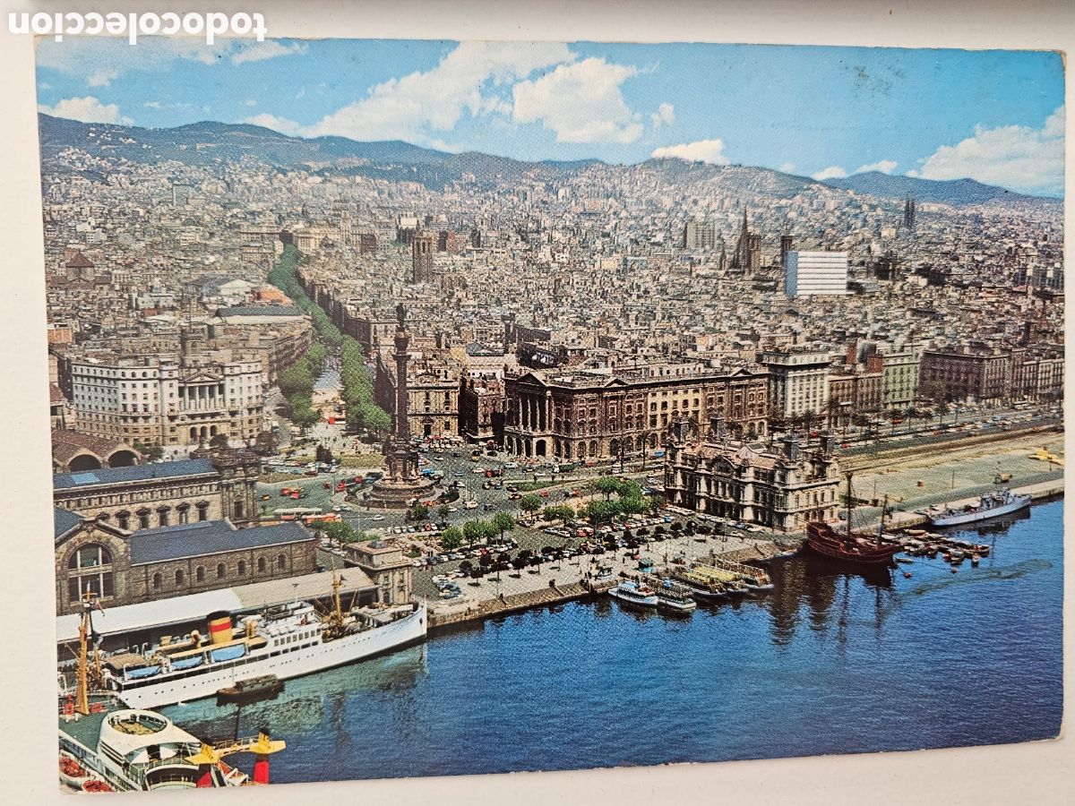 Postales: Postal de gran tama&ntilde;o de Barcelona Detalle del Puerto 1511 1970 La Bandera