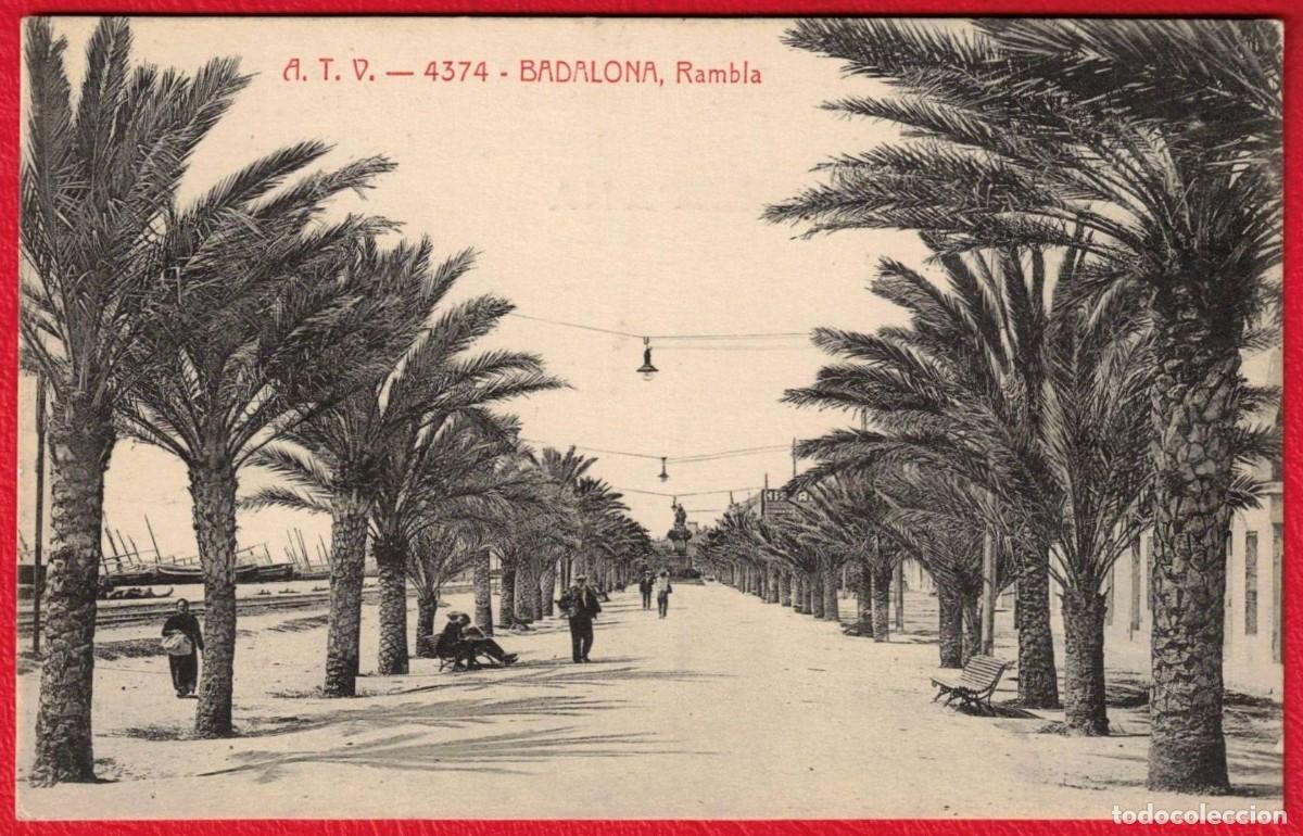 Postales: BADALONA - RAMBLA - 4374 - A.T.V. Angel Toldr&aacute; Viazo