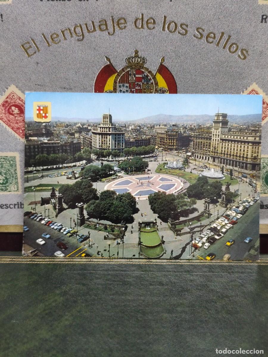 Postales: P5930 Postal Barcelona 100 Plaza de Catalu&ntilde;a .Cial Escudo de oro