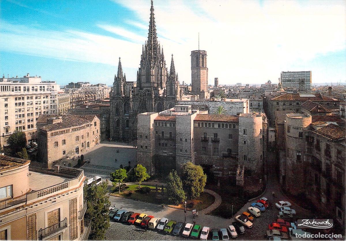 Postales: Postal de la Plaza de la Catedral y Barri G&ograve;tic, Barcelona