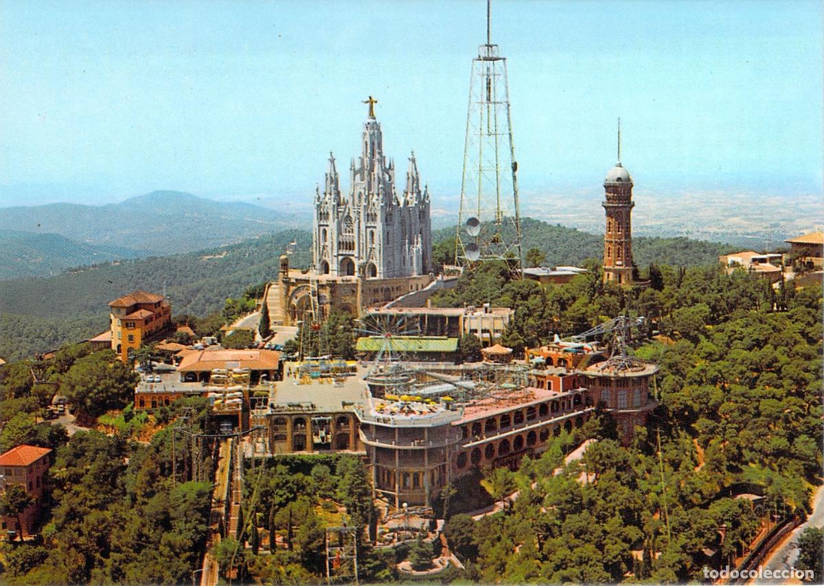 Postales: Postal Barcelona Cumbre del Tibidabo y Templo del Sagrado Coraz&oacute;n