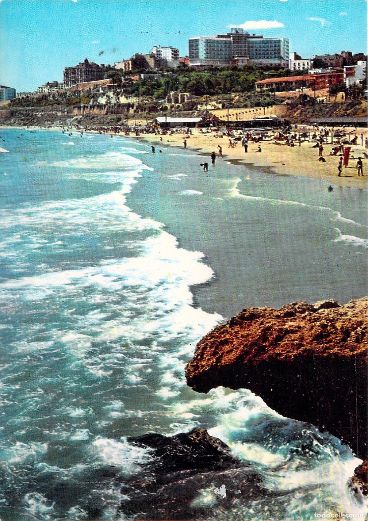 Postales: Postal Playa del Milagro y Hotel Imperial Tarraco, Tarragona