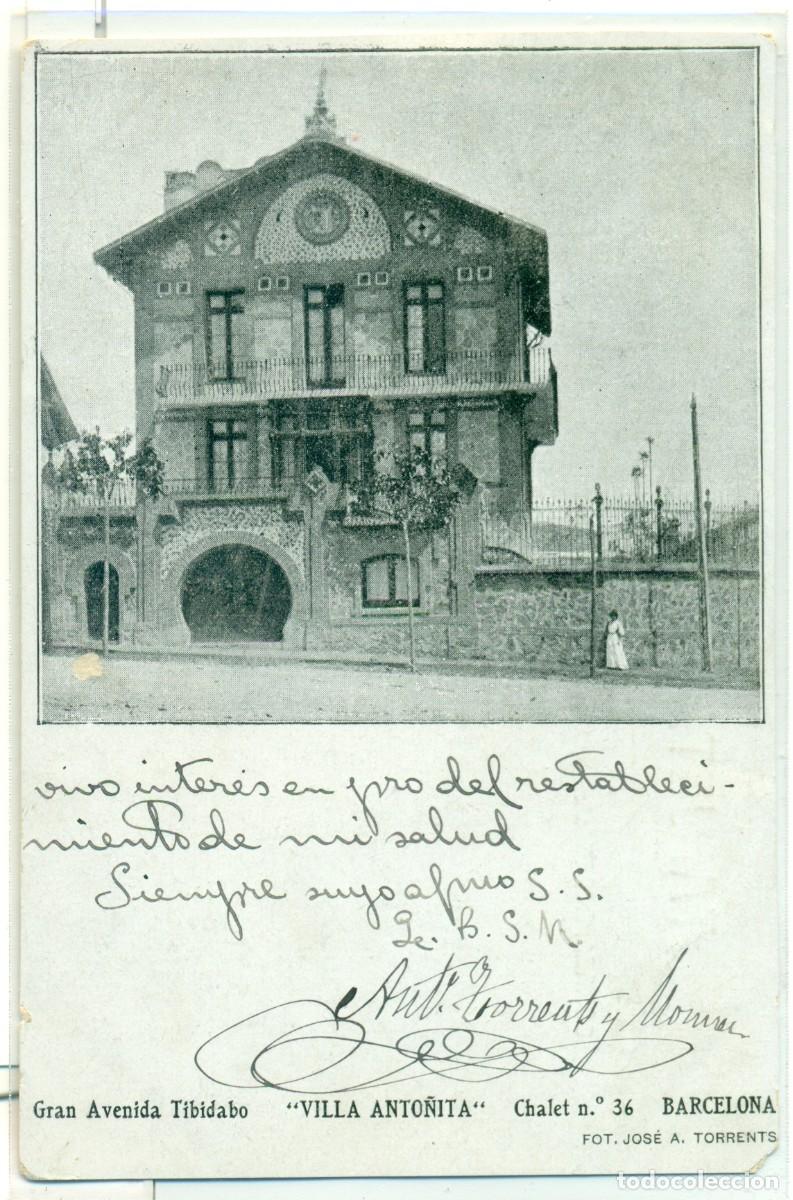Postales: BARCELONA. TIBIDABO. CHALET VILLA ANTO&Ntilde;ITA. CIRCULADA EN 1909.