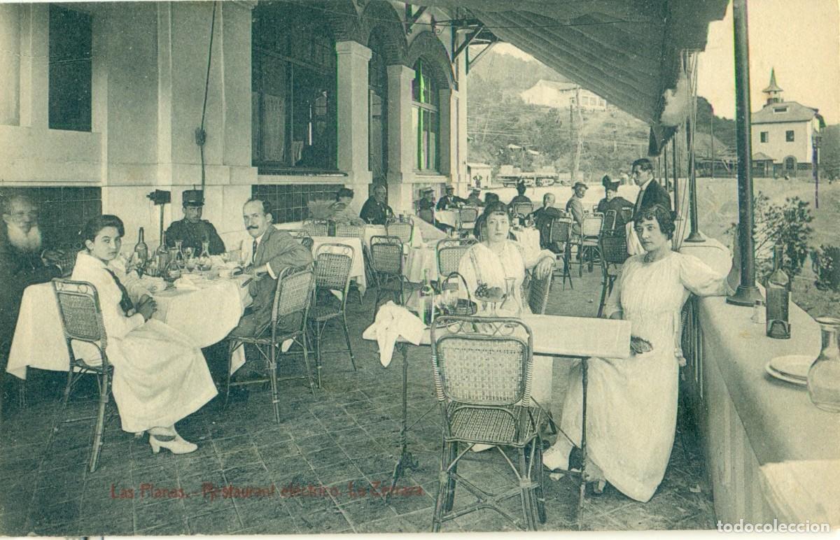 Postales: BARCELONA LAS PLANAS. RESTAURANT EL&Eacute;CTRICO LA TERRAZA. HACIA 1910