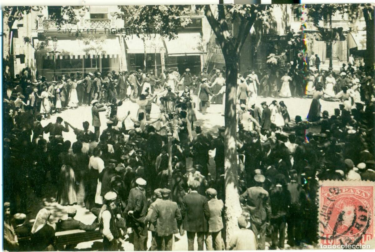 Cartes Postales: GIRONA. 1909. FIGUERAS.RAMBLA. SARDANAS. RARA.