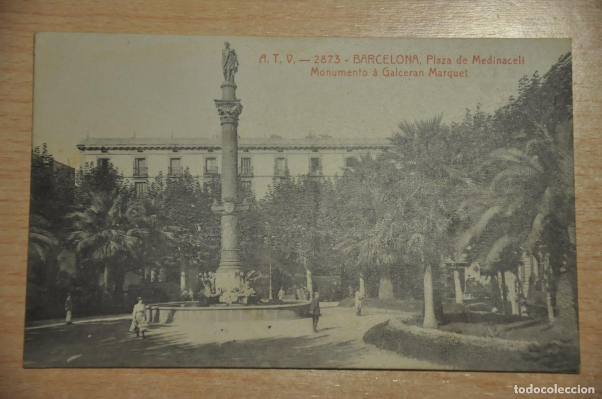 Postales: postal barcelona, plaza de medinaceli, monumento a galceran marquei, atv 2873