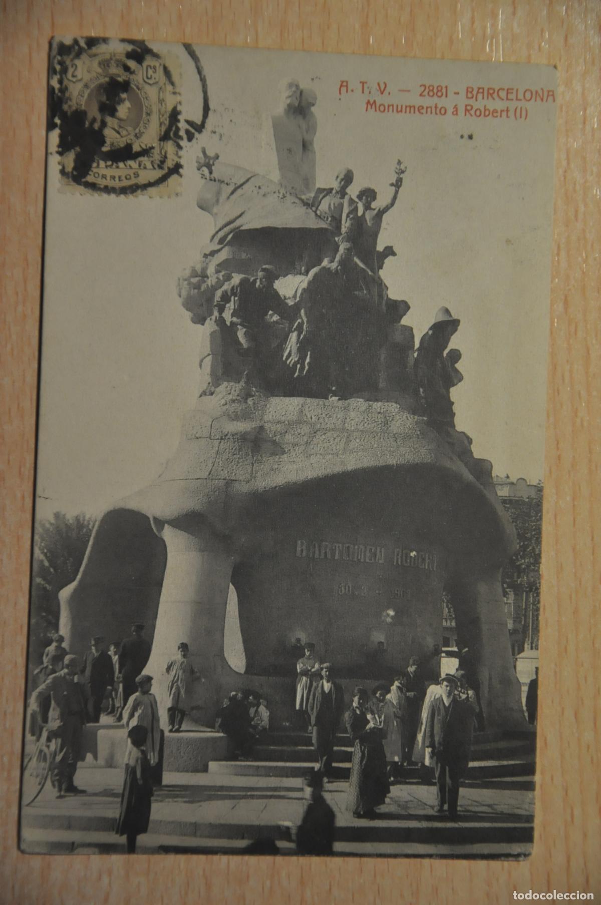 Cartoline: postal barcelona, monumento a robert (I), atv 2881