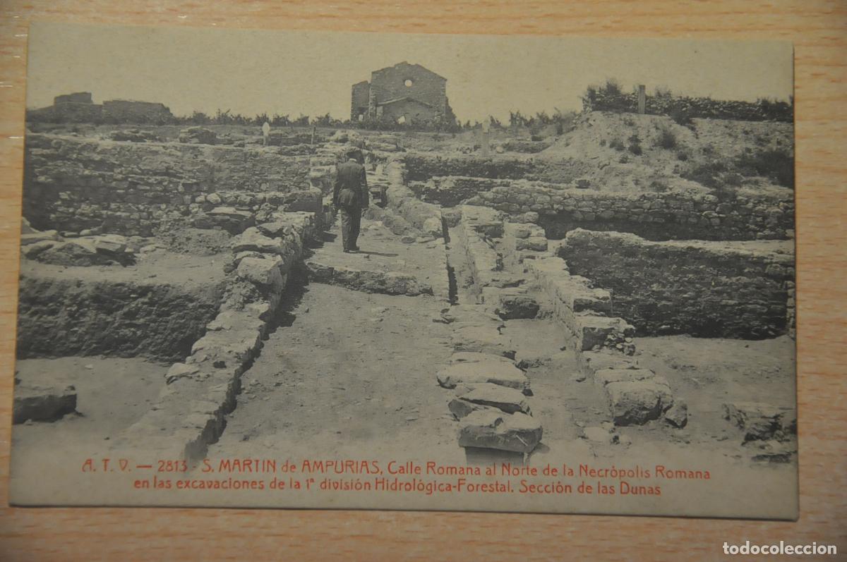 Cartes Postales: postal s.martin de ampurias, calle romana, al norte necropolis, seccion de las dunas, atv 2813
