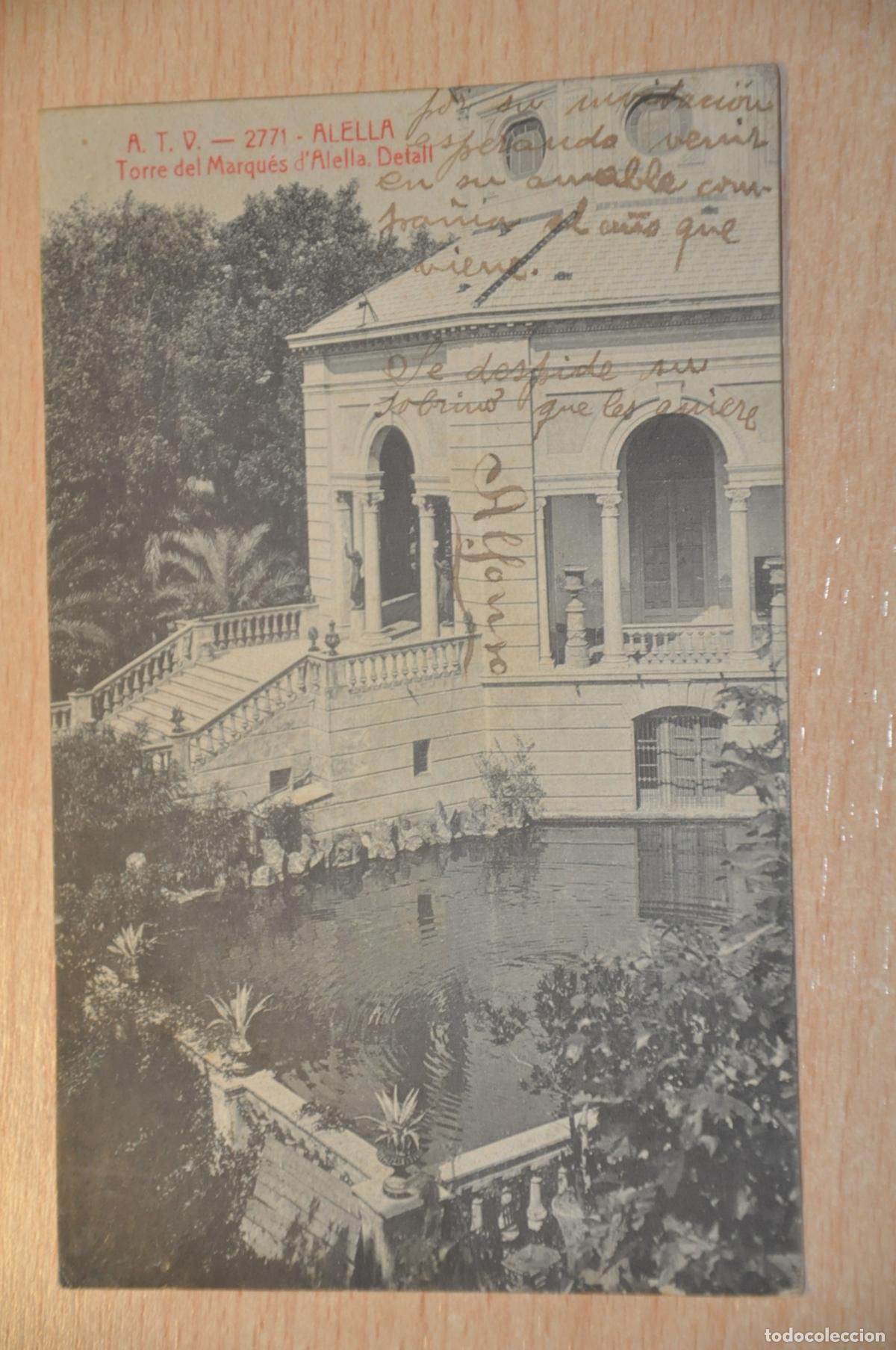 Postales: postal alella, torre del marques, d&acute;alella, detall, atv 2771