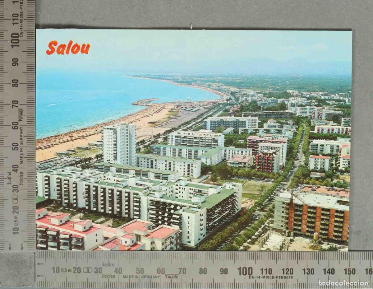 Postales: POSTAL. Salou - Tarragona - Vista a&eacute;rea de la playa y paseo - Ediciones Raymond