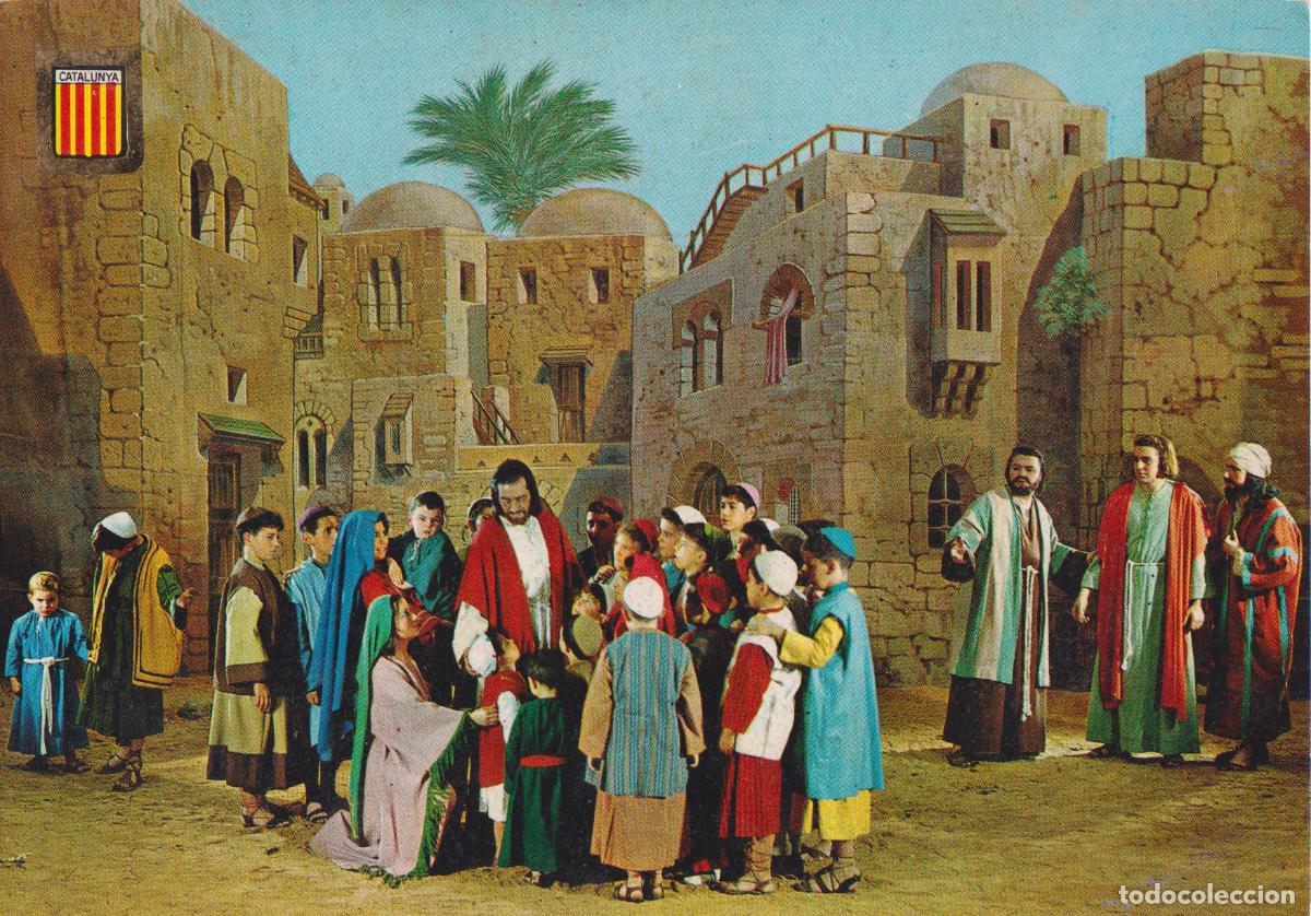 Postales: CATALUNYA MISTICA, LA PASSI&Oacute; D'OLESA DE MONTSERRAT, JES&Uacute;S I ELS INFANTS &ndash; SOBERANAS 1160 &ndash; ESCRITA