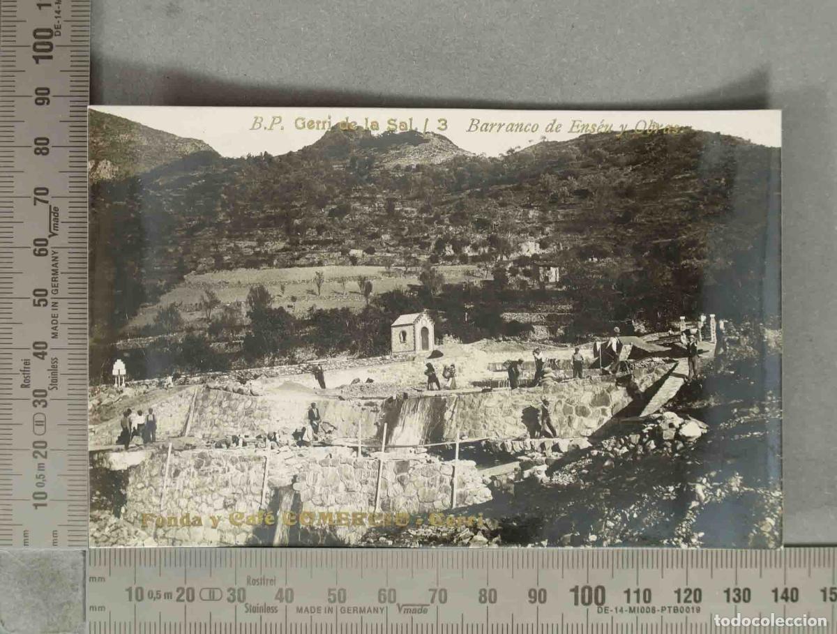 Postales: POSTAL. Gerri de la Sal - Barranco de Enseu y Obras - Fonda y Caf&eacute; Comercio