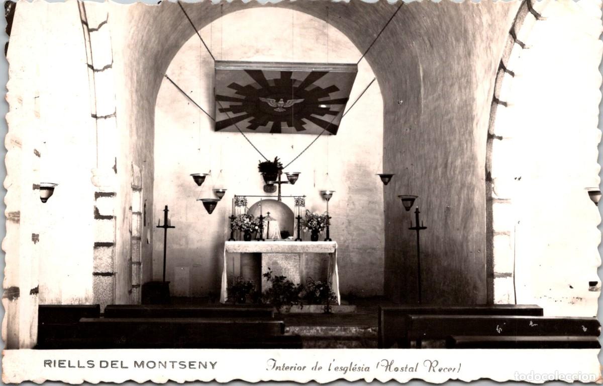 Postales: Riells del Montseny - Interior de la Iglesia - Hostal Recer - Sin datos - 141x91mm