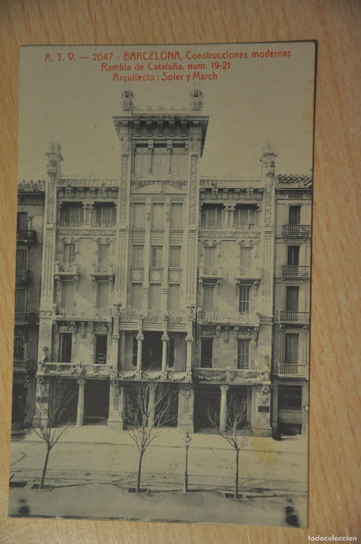 Postales: postal barcelona, construcciones modernas, rambla catalu&ntilde;a n&ordm; 19-21, soler y march, atv 2047
