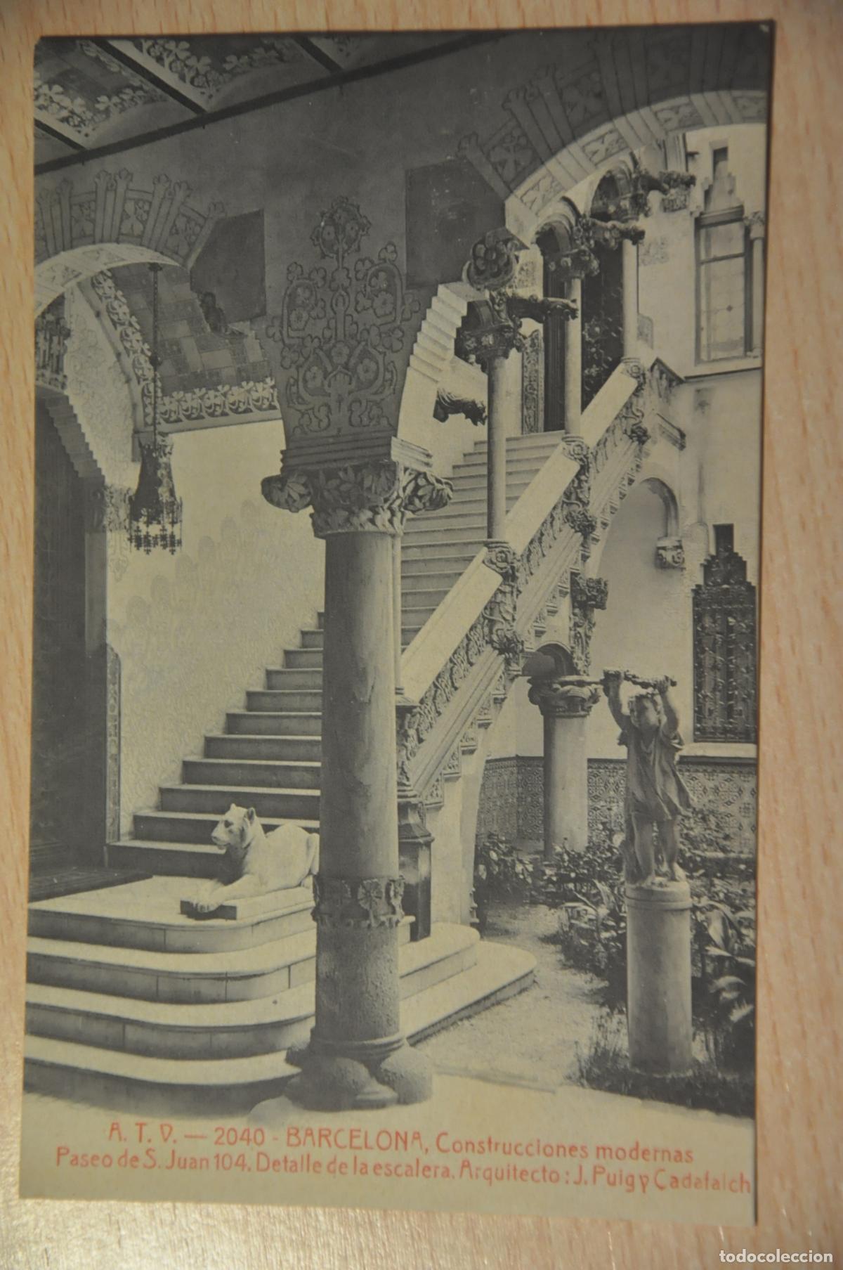 Postcards: postal barcelona, construcciones modernas, paseo de s.juan 104, detalle escalera, atv 2040