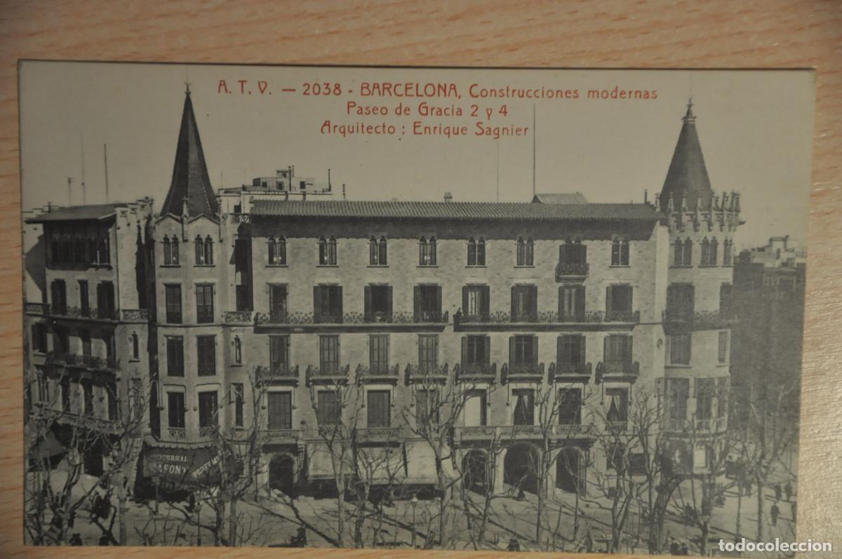 Postcards: postal barcelona, construcciones modernas, paseo de gracia 2 y 4, enrique sagnier, atv 2038