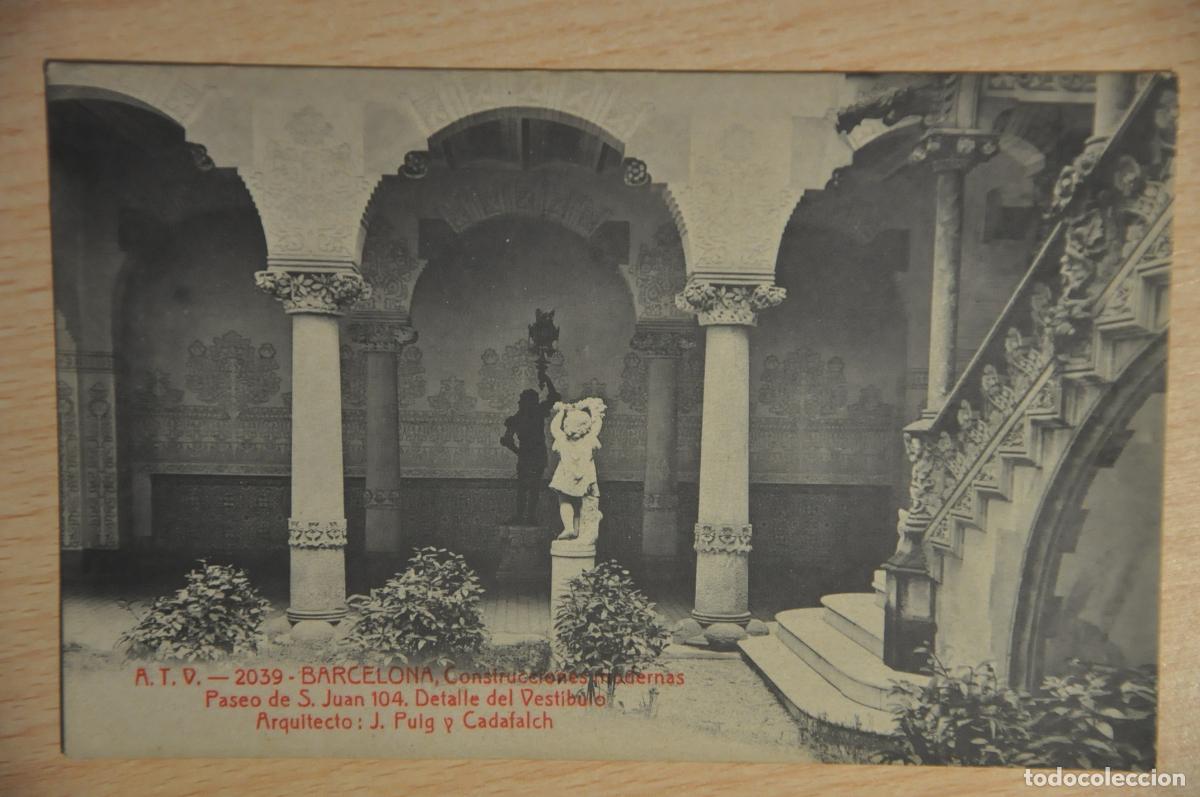 Postcards: postal barcelona, construcciones modernas, paseo de s.juan 104, detalle vestibulo, atv 2039