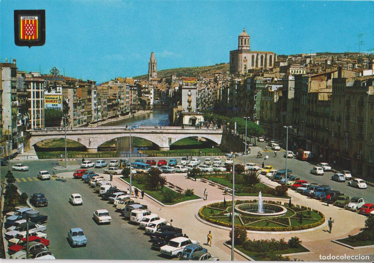 Postales: GIRONA, VISTA PARCIAL Y PLAZA DE CATALU&Ntilde;A &ndash; ESCUDO DE ORO N&ordm;5281 &ndash; S/C
