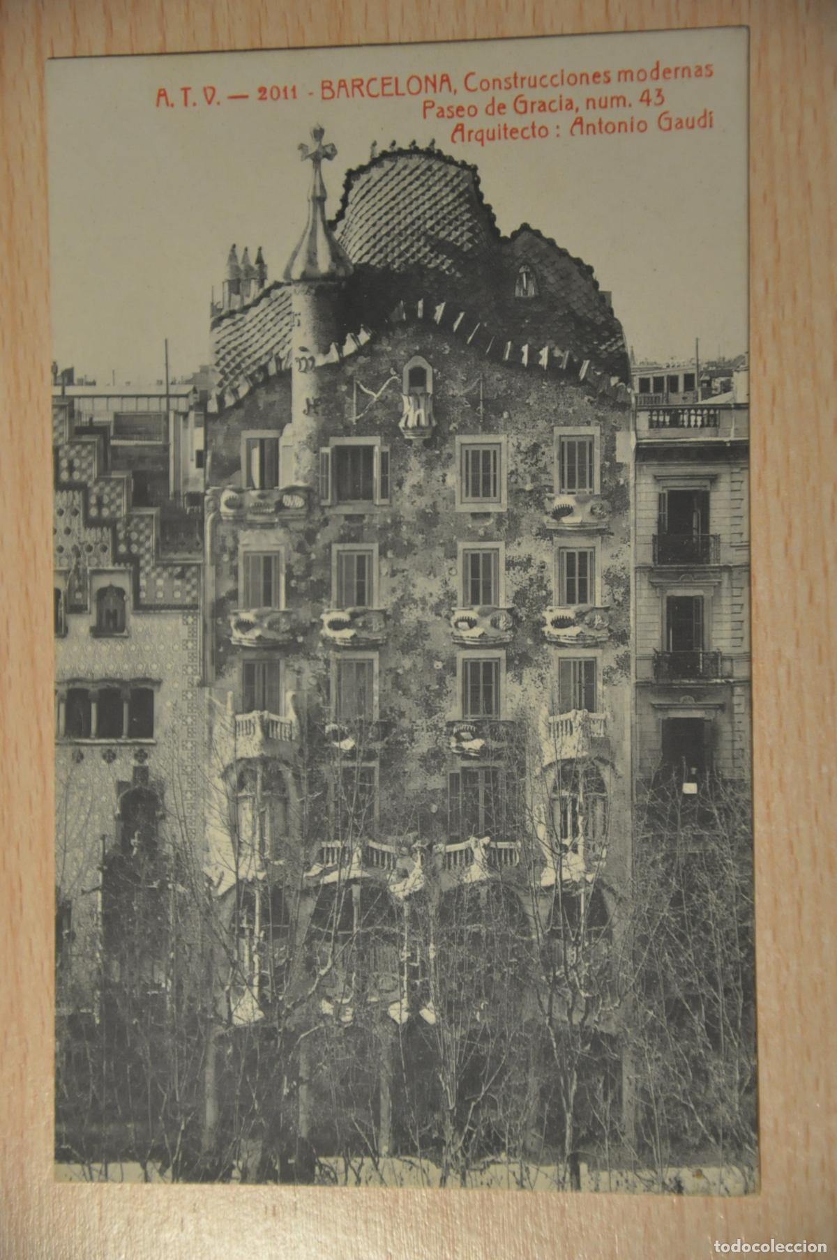 Postales: postal barcelona, construcciones modernas, paseo de gracia 43, antonio gaudi, atv 2011