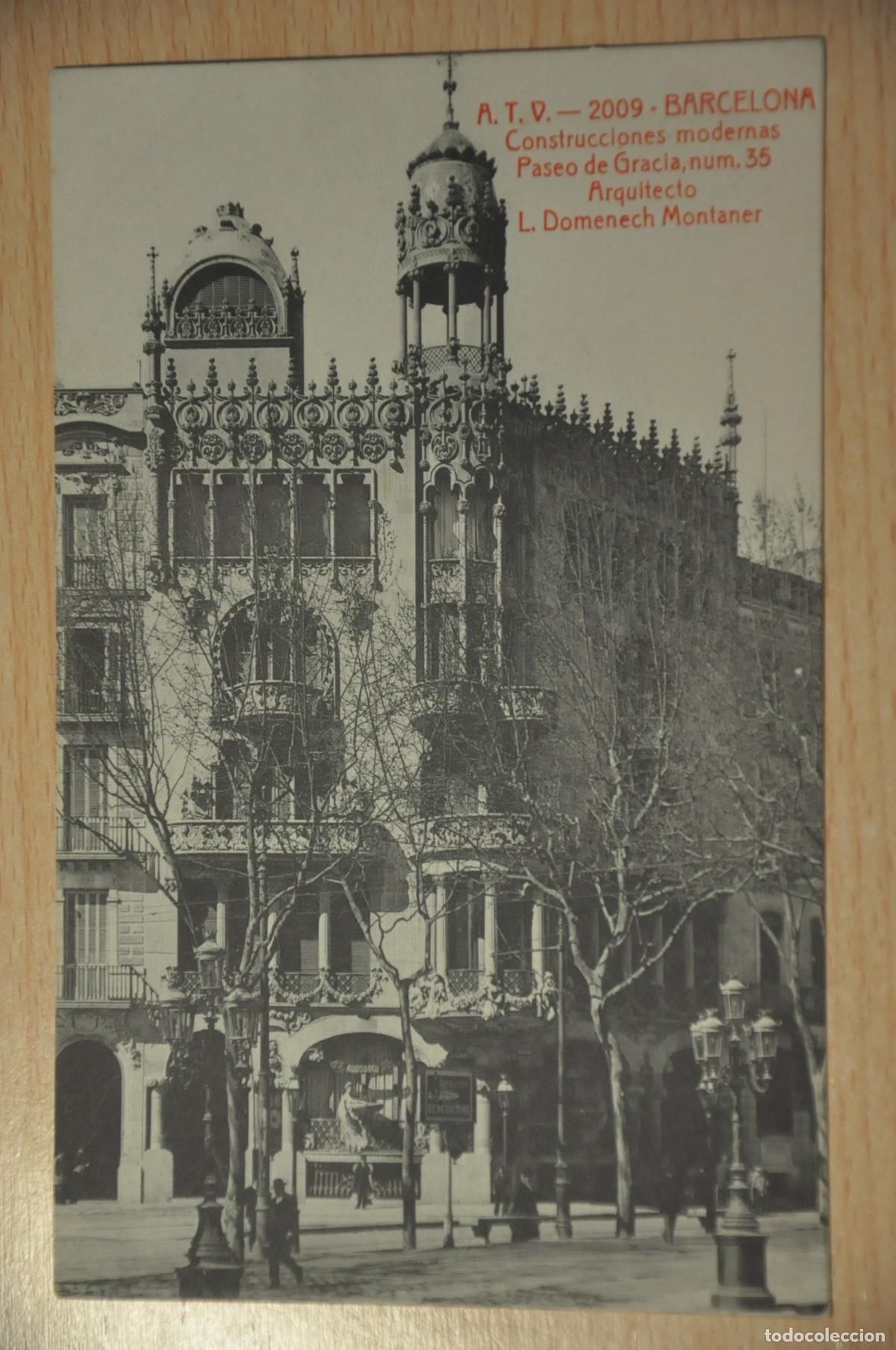 Postales: postal barcelona, construcciones modernas, paseo gracia 35, l.domenech montaner, atv 2009